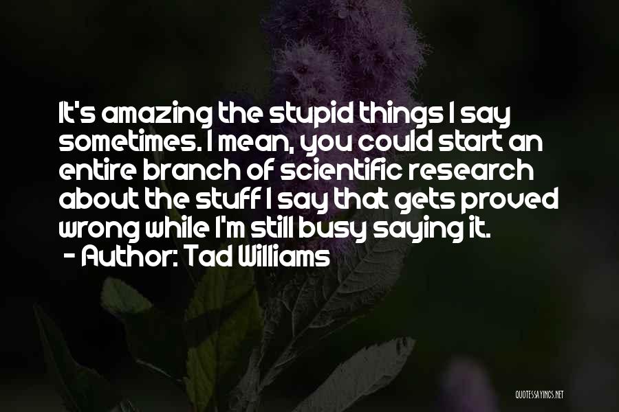 Tad Williams Quotes: It's Amazing The Stupid Things I Say Sometimes. I Mean, You Could Start An Entire Branch Of Scientific Research About