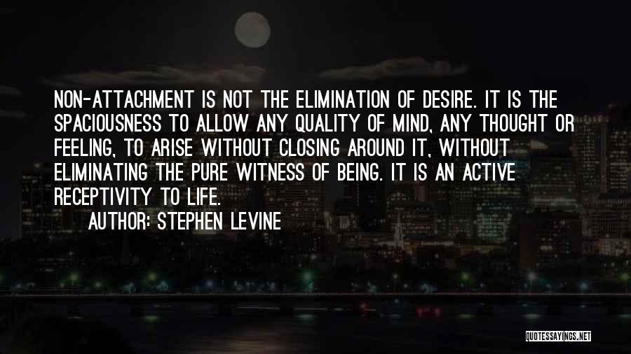 Stephen Levine Quotes: Non-attachment Is Not The Elimination Of Desire. It Is The Spaciousness To Allow Any Quality Of Mind, Any Thought Or