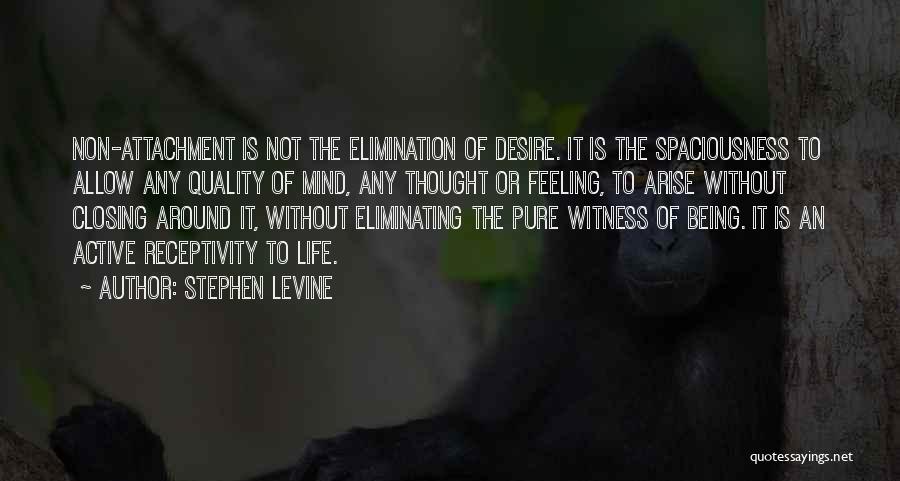 Stephen Levine Quotes: Non-attachment Is Not The Elimination Of Desire. It Is The Spaciousness To Allow Any Quality Of Mind, Any Thought Or