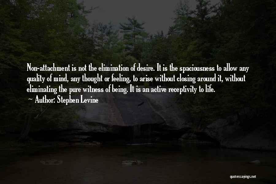 Stephen Levine Quotes: Non-attachment Is Not The Elimination Of Desire. It Is The Spaciousness To Allow Any Quality Of Mind, Any Thought Or