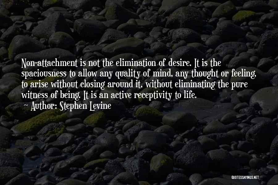 Stephen Levine Quotes: Non-attachment Is Not The Elimination Of Desire. It Is The Spaciousness To Allow Any Quality Of Mind, Any Thought Or