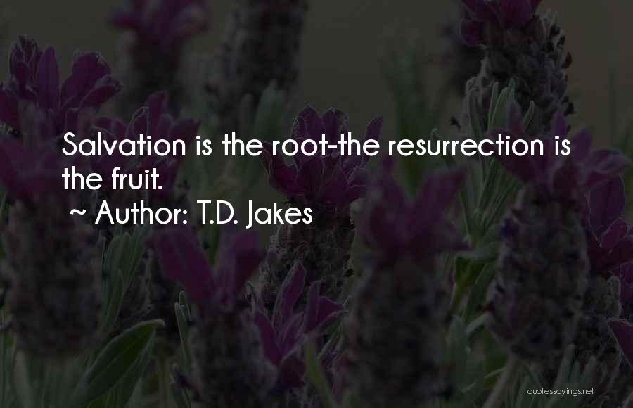 T.D. Jakes Quotes: Salvation Is The Root-the Resurrection Is The Fruit.