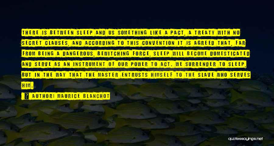 Maurice Blanchot Quotes: There Is Between Sleep And Us Something Like A Pact, A Treaty With No Secret Clauses, And According To This