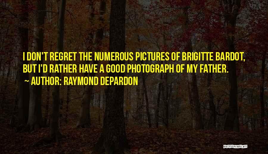 Raymond Depardon Quotes: I Don't Regret The Numerous Pictures Of Brigitte Bardot, But I'd Rather Have A Good Photograph Of My Father.