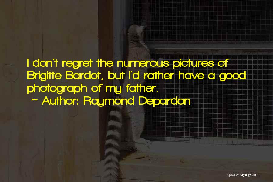 Raymond Depardon Quotes: I Don't Regret The Numerous Pictures Of Brigitte Bardot, But I'd Rather Have A Good Photograph Of My Father.