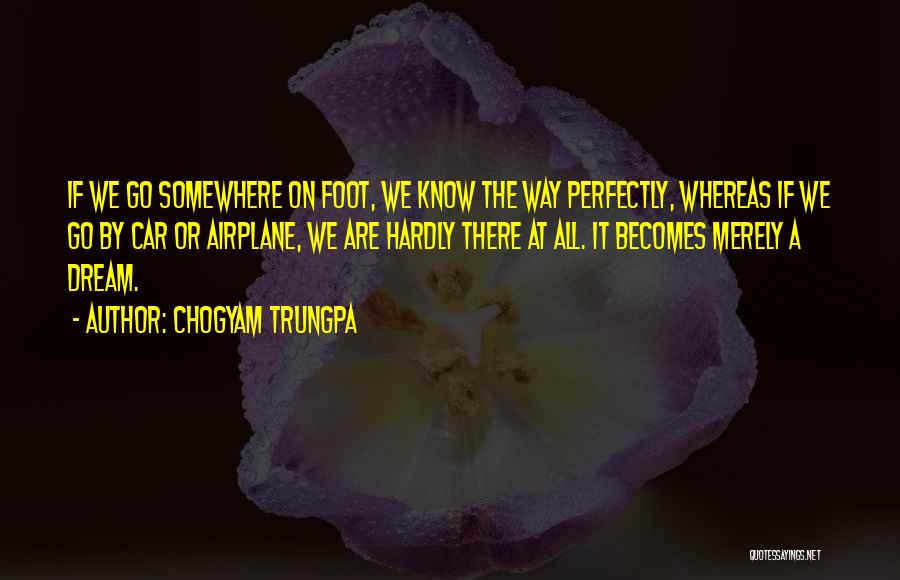 Chogyam Trungpa Quotes: If We Go Somewhere On Foot, We Know The Way Perfectly, Whereas If We Go By Car Or Airplane, We