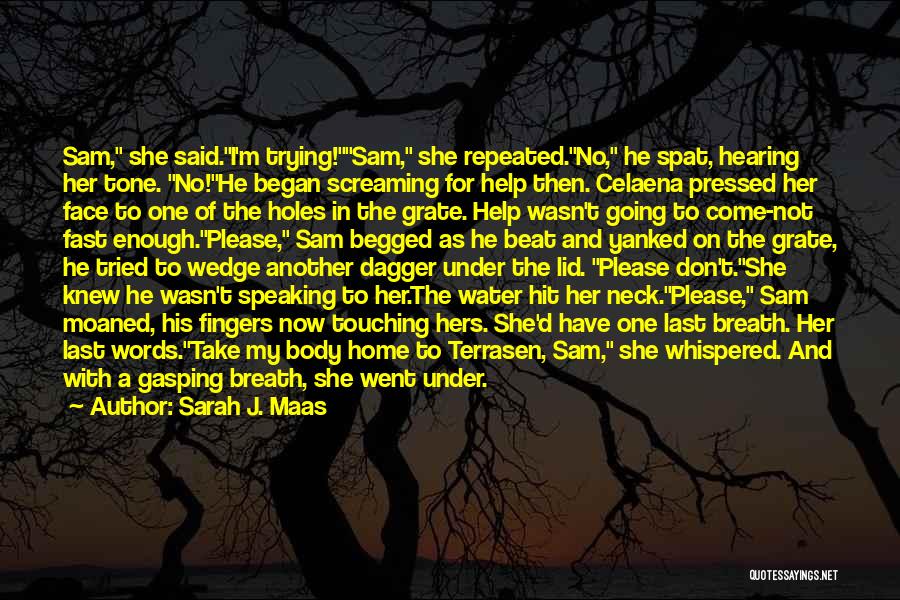 Sarah J. Maas Quotes: Sam, She Said.i'm Trying!sam, She Repeated.no, He Spat, Hearing Her Tone. No!he Began Screaming For Help Then. Celaena Pressed Her