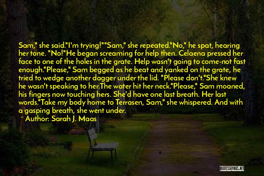 Sarah J. Maas Quotes: Sam, She Said.i'm Trying!sam, She Repeated.no, He Spat, Hearing Her Tone. No!he Began Screaming For Help Then. Celaena Pressed Her