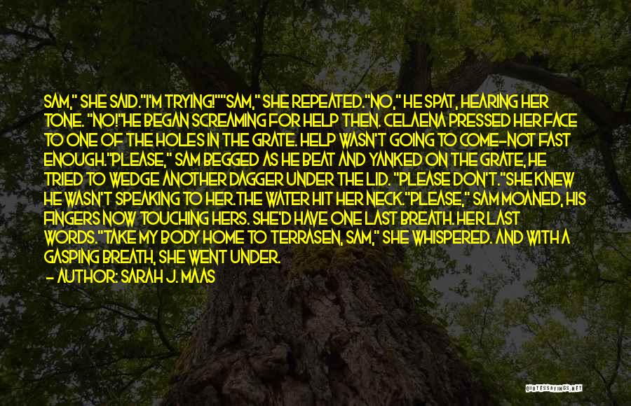 Sarah J. Maas Quotes: Sam, She Said.i'm Trying!sam, She Repeated.no, He Spat, Hearing Her Tone. No!he Began Screaming For Help Then. Celaena Pressed Her