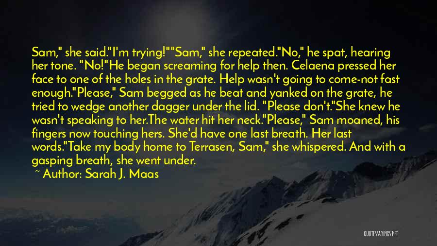 Sarah J. Maas Quotes: Sam, She Said.i'm Trying!sam, She Repeated.no, He Spat, Hearing Her Tone. No!he Began Screaming For Help Then. Celaena Pressed Her