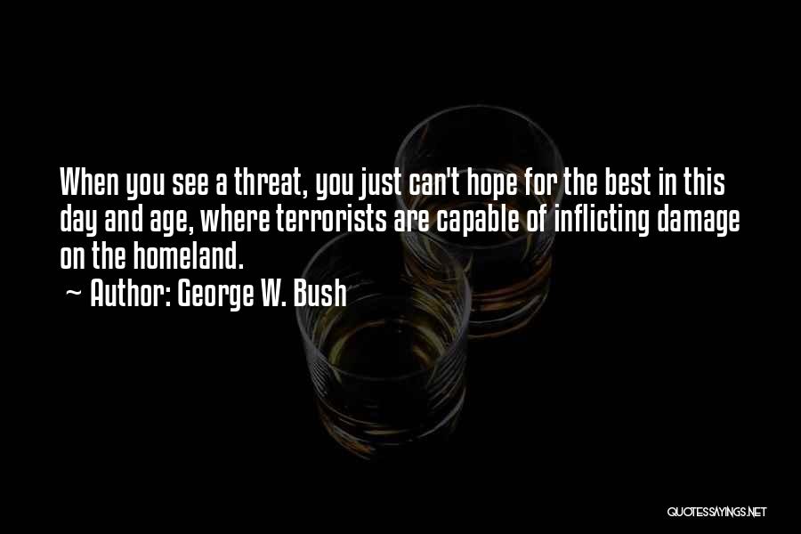 George W. Bush Quotes: When You See A Threat, You Just Can't Hope For The Best In This Day And Age, Where Terrorists Are