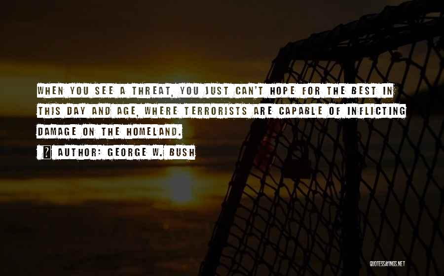 George W. Bush Quotes: When You See A Threat, You Just Can't Hope For The Best In This Day And Age, Where Terrorists Are