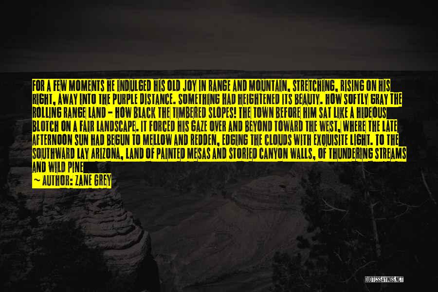 Zane Grey Quotes: For A Few Moments He Indulged His Old Joy In Range And Mountain, Stretching, Rising On His Right, Away Into