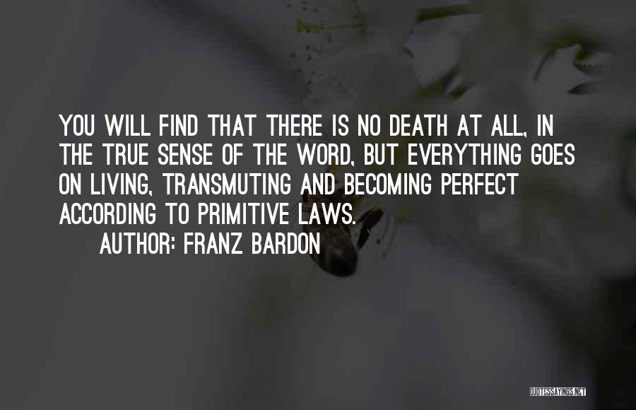 Franz Bardon Quotes: You Will Find That There Is No Death At All, In The True Sense Of The Word, But Everything Goes