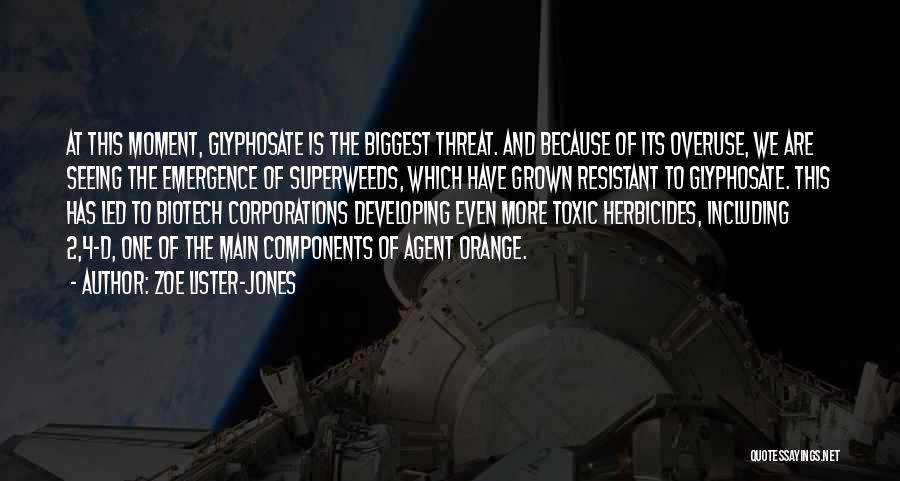Zoe Lister-Jones Quotes: At This Moment, Glyphosate Is The Biggest Threat. And Because Of Its Overuse, We Are Seeing The Emergence Of Superweeds,