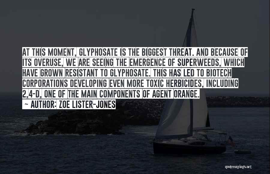 Zoe Lister-Jones Quotes: At This Moment, Glyphosate Is The Biggest Threat. And Because Of Its Overuse, We Are Seeing The Emergence Of Superweeds,