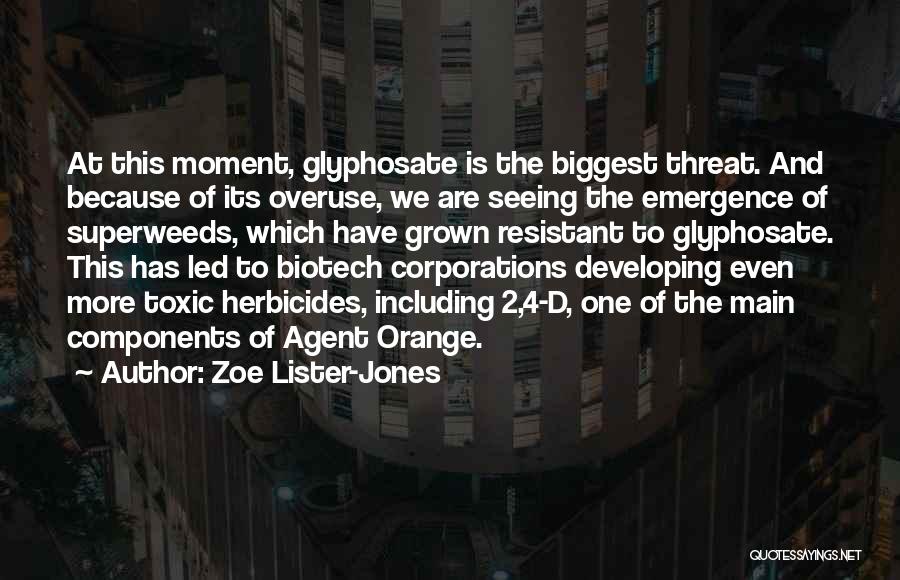 Zoe Lister-Jones Quotes: At This Moment, Glyphosate Is The Biggest Threat. And Because Of Its Overuse, We Are Seeing The Emergence Of Superweeds,