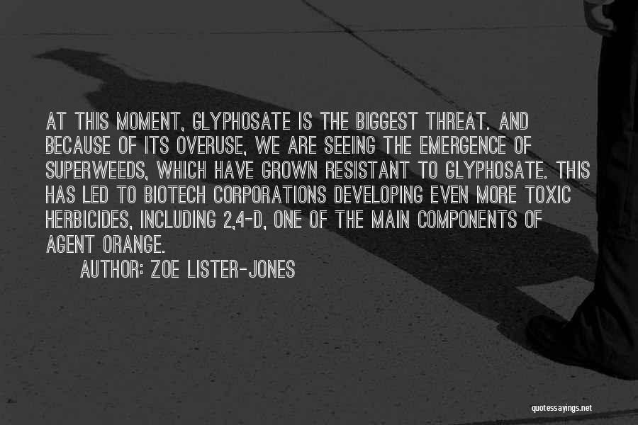 Zoe Lister-Jones Quotes: At This Moment, Glyphosate Is The Biggest Threat. And Because Of Its Overuse, We Are Seeing The Emergence Of Superweeds,