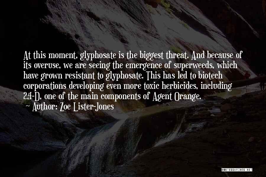 Zoe Lister-Jones Quotes: At This Moment, Glyphosate Is The Biggest Threat. And Because Of Its Overuse, We Are Seeing The Emergence Of Superweeds,