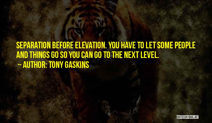 Tony Gaskins Quotes: Separation Before Elevation. You Have To Let Some People And Things Go So You Can Go To The Next Level.