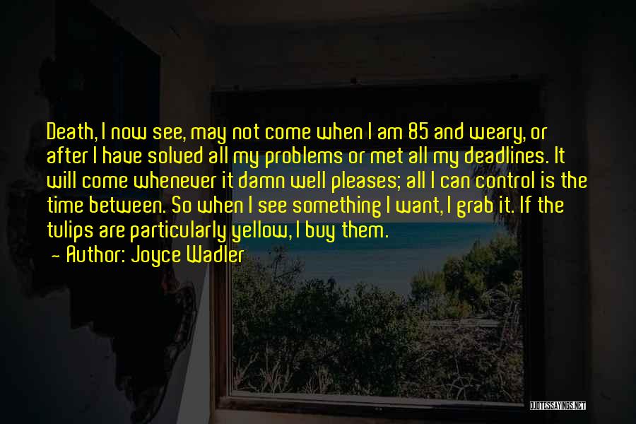 Joyce Wadler Quotes: Death, I Now See, May Not Come When I Am 85 And Weary, Or After I Have Solved All My