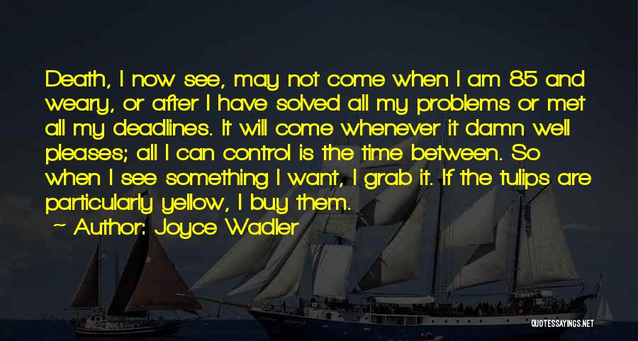Joyce Wadler Quotes: Death, I Now See, May Not Come When I Am 85 And Weary, Or After I Have Solved All My