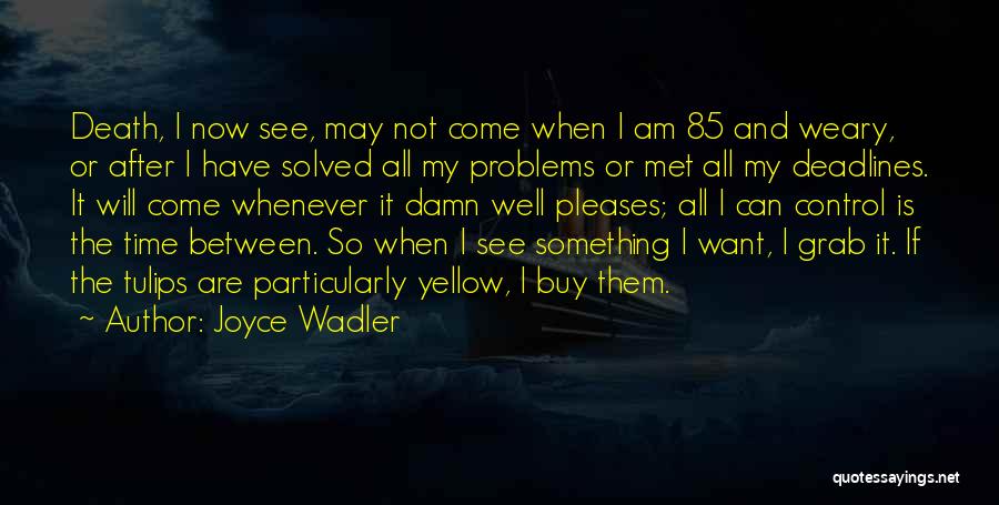 Joyce Wadler Quotes: Death, I Now See, May Not Come When I Am 85 And Weary, Or After I Have Solved All My