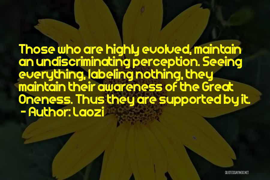 Laozi Quotes: Those Who Are Highly Evolved, Maintain An Undiscriminating Perception. Seeing Everything, Labeling Nothing, They Maintain Their Awareness Of The Great