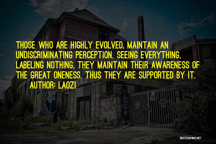 Laozi Quotes: Those Who Are Highly Evolved, Maintain An Undiscriminating Perception. Seeing Everything, Labeling Nothing, They Maintain Their Awareness Of The Great