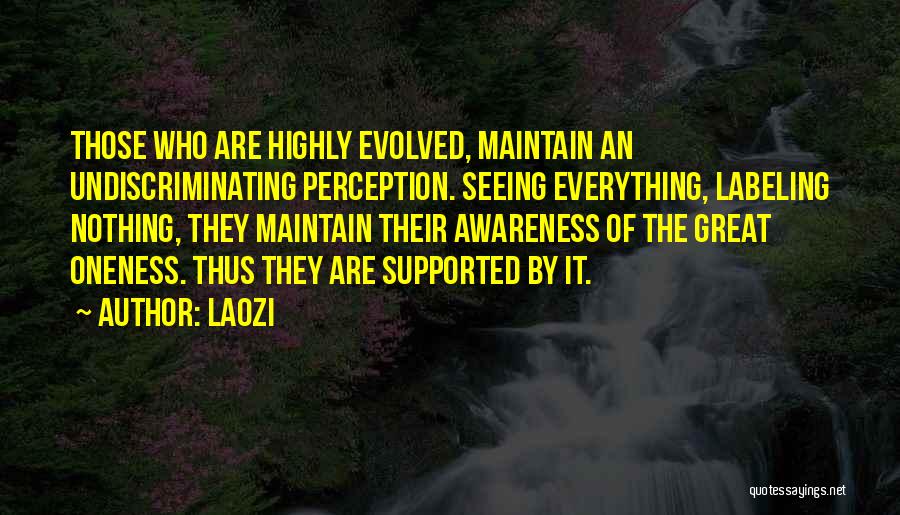 Laozi Quotes: Those Who Are Highly Evolved, Maintain An Undiscriminating Perception. Seeing Everything, Labeling Nothing, They Maintain Their Awareness Of The Great