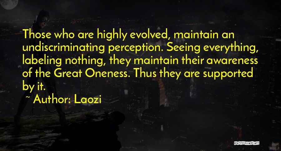 Laozi Quotes: Those Who Are Highly Evolved, Maintain An Undiscriminating Perception. Seeing Everything, Labeling Nothing, They Maintain Their Awareness Of The Great