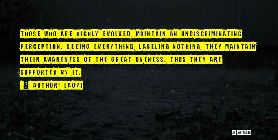 Laozi Quotes: Those Who Are Highly Evolved, Maintain An Undiscriminating Perception. Seeing Everything, Labeling Nothing, They Maintain Their Awareness Of The Great