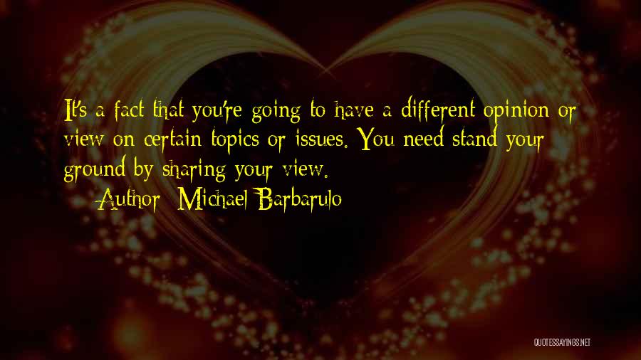 Michael Barbarulo Quotes: It's A Fact That You're Going To Have A Different Opinion Or View On Certain Topics Or Issues. You Need