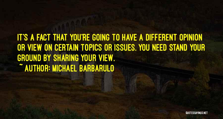 Michael Barbarulo Quotes: It's A Fact That You're Going To Have A Different Opinion Or View On Certain Topics Or Issues. You Need