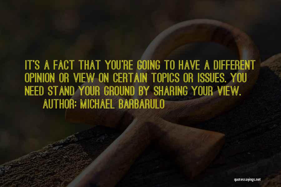 Michael Barbarulo Quotes: It's A Fact That You're Going To Have A Different Opinion Or View On Certain Topics Or Issues. You Need