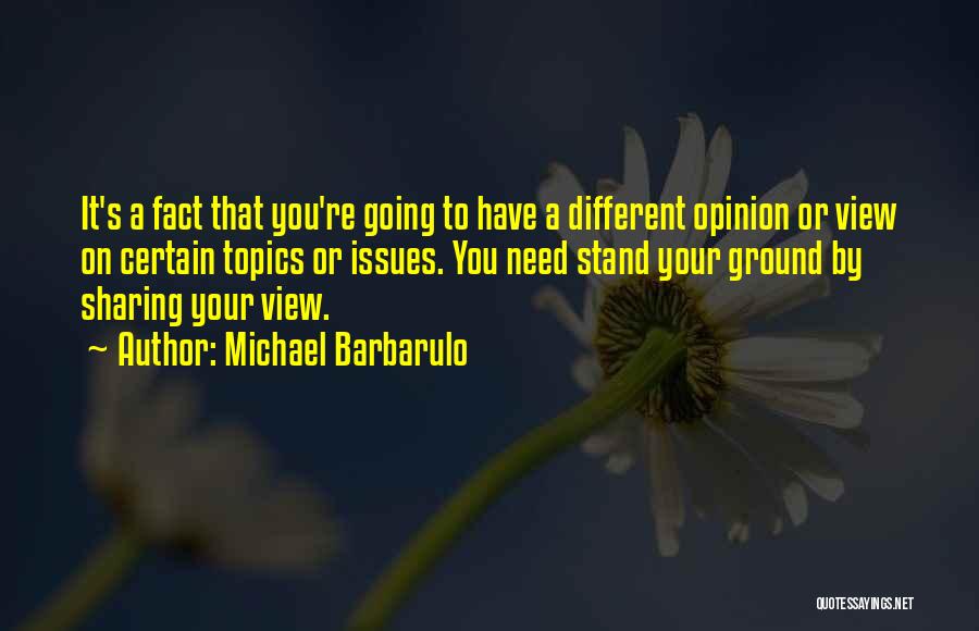 Michael Barbarulo Quotes: It's A Fact That You're Going To Have A Different Opinion Or View On Certain Topics Or Issues. You Need