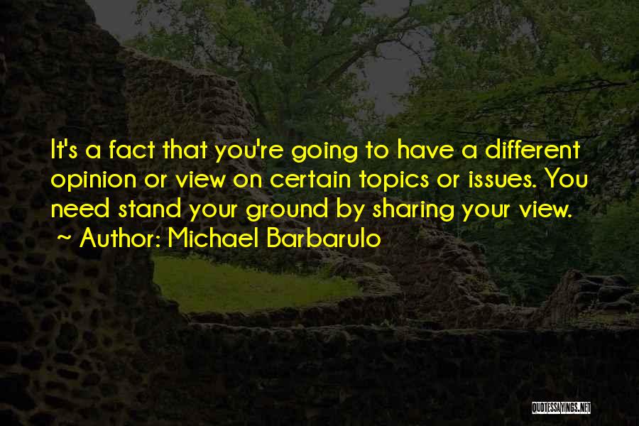 Michael Barbarulo Quotes: It's A Fact That You're Going To Have A Different Opinion Or View On Certain Topics Or Issues. You Need