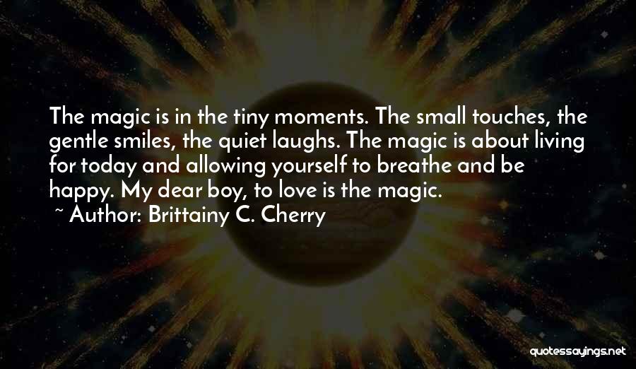 Brittainy C. Cherry Quotes: The Magic Is In The Tiny Moments. The Small Touches, The Gentle Smiles, The Quiet Laughs. The Magic Is About