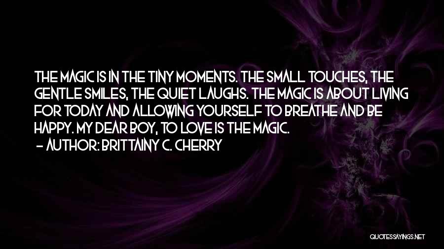 Brittainy C. Cherry Quotes: The Magic Is In The Tiny Moments. The Small Touches, The Gentle Smiles, The Quiet Laughs. The Magic Is About