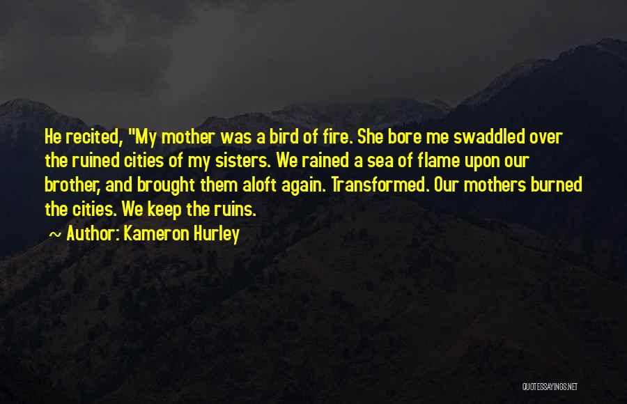 Kameron Hurley Quotes: He Recited, My Mother Was A Bird Of Fire. She Bore Me Swaddled Over The Ruined Cities Of My Sisters.