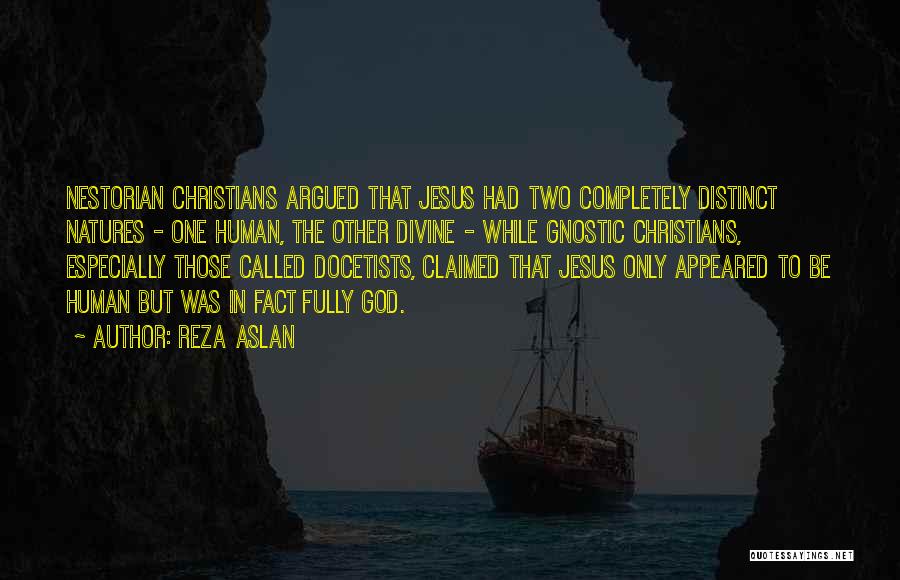 Reza Aslan Quotes: Nestorian Christians Argued That Jesus Had Two Completely Distinct Natures - One Human, The Other Divine - While Gnostic Christians,