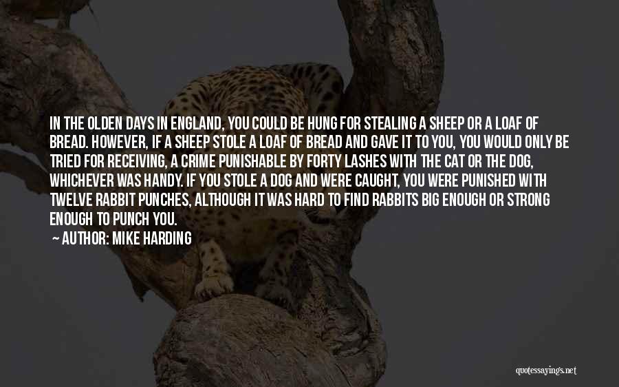 Mike Harding Quotes: In The Olden Days In England, You Could Be Hung For Stealing A Sheep Or A Loaf Of Bread. However,