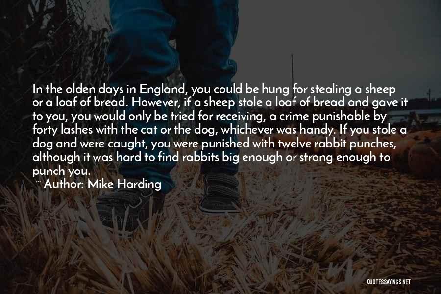 Mike Harding Quotes: In The Olden Days In England, You Could Be Hung For Stealing A Sheep Or A Loaf Of Bread. However,