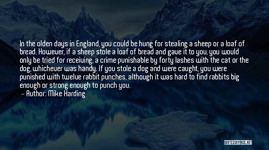 Mike Harding Quotes: In The Olden Days In England, You Could Be Hung For Stealing A Sheep Or A Loaf Of Bread. However,