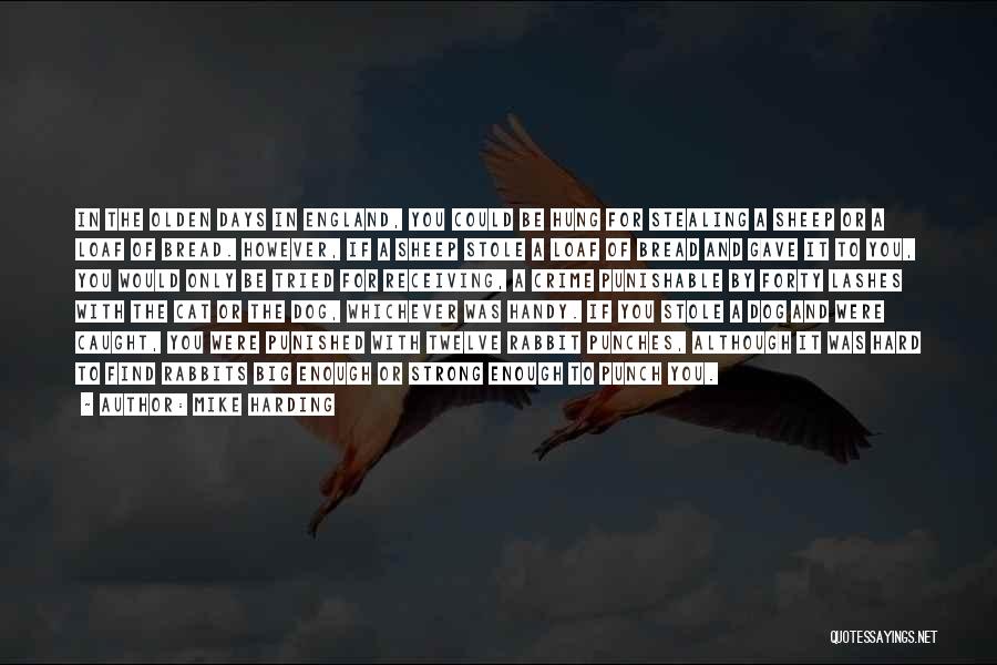 Mike Harding Quotes: In The Olden Days In England, You Could Be Hung For Stealing A Sheep Or A Loaf Of Bread. However,