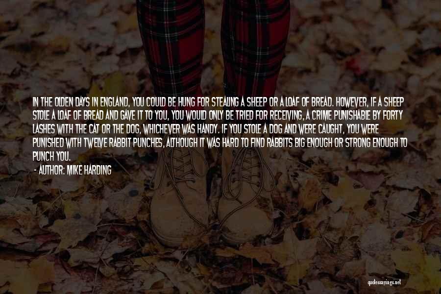 Mike Harding Quotes: In The Olden Days In England, You Could Be Hung For Stealing A Sheep Or A Loaf Of Bread. However,