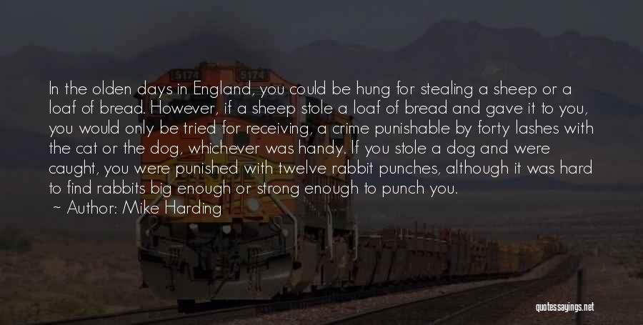 Mike Harding Quotes: In The Olden Days In England, You Could Be Hung For Stealing A Sheep Or A Loaf Of Bread. However,