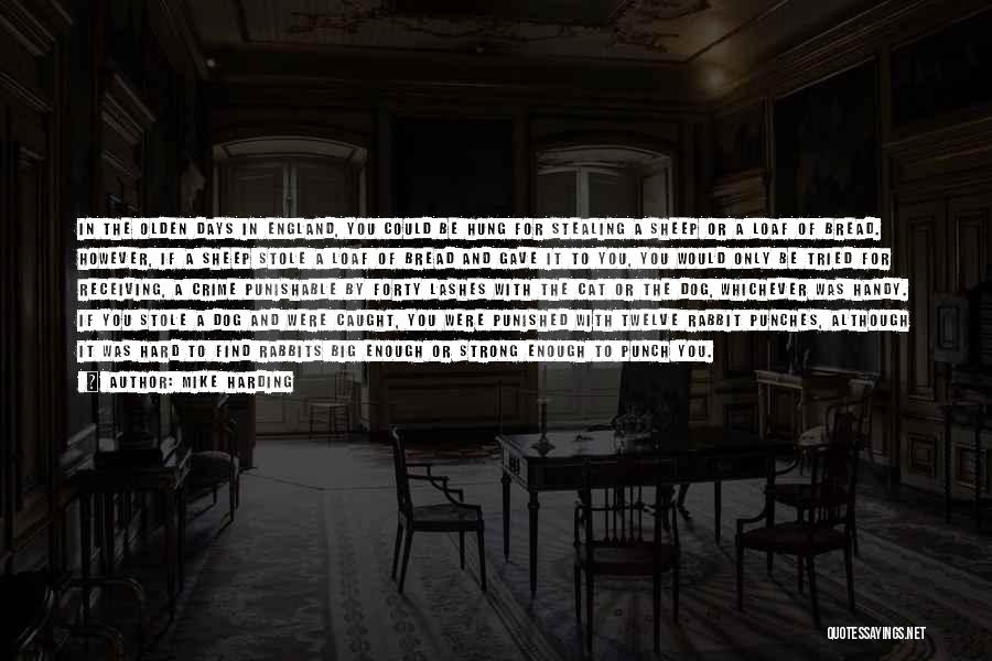 Mike Harding Quotes: In The Olden Days In England, You Could Be Hung For Stealing A Sheep Or A Loaf Of Bread. However,