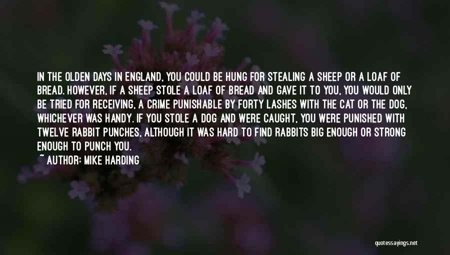 Mike Harding Quotes: In The Olden Days In England, You Could Be Hung For Stealing A Sheep Or A Loaf Of Bread. However,