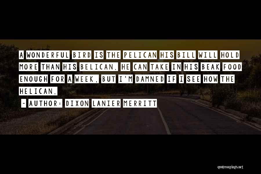 Dixon Lanier Merritt Quotes: A Wonderful Bird Is The Pelican His Bill Will Hold More Than His Belican. He Can Take In His Beak